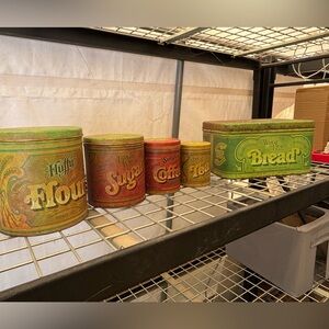 Retro Kitchen Storage Tin Set - Green, Red, Yellow